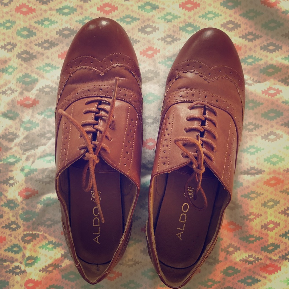 Aldo Brown Cognac Lace Up Oxford